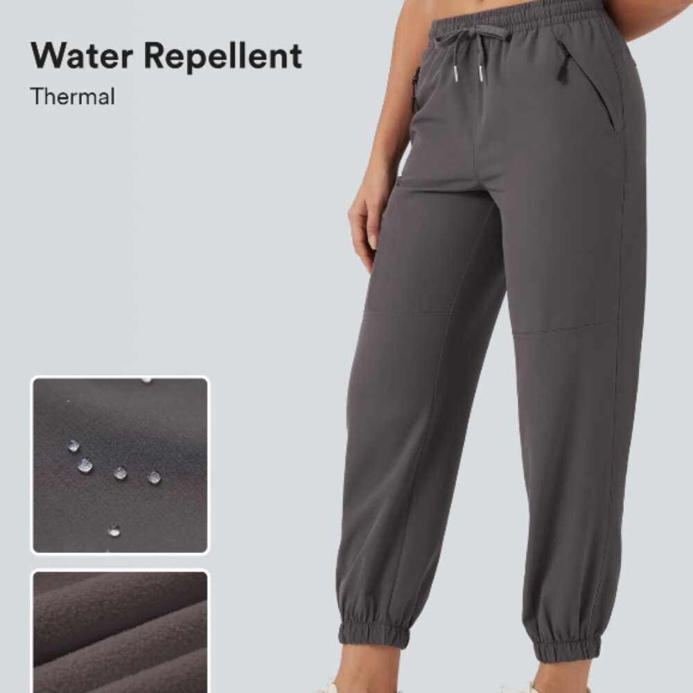 Halara Set - Sweatshirt + Water Repellent Mid Rise Drawstring Thermal Joggers